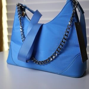Wild Fable Blue Nylon Chain Shoulder Bag - Trendy Y2K Aesthetic